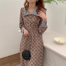 개화기 퍼프롱 원피스 트렌치 잔꽃무늬 플리츠원피스