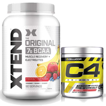 [C4 & Xtend Bundle] C4 프리워크아웃 60서빙 + Xtend 오리지날 BCAA 90서빙 모음, 후르츠펀치