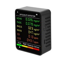 이산화탄소경보기 캠핑 일산화탄소 측정기 air quality detector 6 in 1 pm2.5 pm10 hcho tvoc co co2 meter co 포름알데히드 모니터, 타입 1 블랙