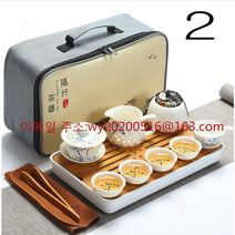 가완이일홈마니 휴대용선물용 도자기전통찻잔차잔 다기다도세트, 2