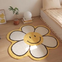 스마일 플라워 소프트 발매트 데이지 꽃모양 러그 포인트 카페트