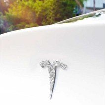 테슬라 앰블럼 스티커 튜빅 블링 양카 로고 모델Y 3, 모델 3 (블랙) 4종 세트