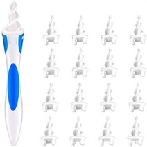 귀 클리너 귀지 제거 360 ° 나선 마사지 귀이개 도구 세트 16 교체 팁 외이도 청소 관리 건, 01 White