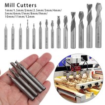 HSS 2 플루트 엔드 밀 커터 1mm12mm CNC 스트레이트 생크 밀링 커터 목공 도구 라우터 비트 나무 커터, [06] 12mm