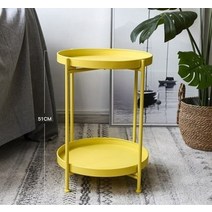 고재테이블 빈티지 원목 탁자 북유럽 간단한 철 더블 레이어 작은 차 식탁 상판 좌식, 노란색