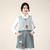 이솔홈 앞치마 원피스형 주방 공방 카페 바리스타 어린이집앞치마 모음, 하트곰 앞치마 02_블루