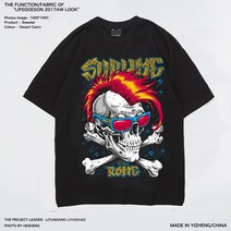 스트릿반팔티셔츠 펑크 해골머리 남자 디프 블랙 계 트렌드 고딕 로큰롤 저승사자 스컬 개성 순면 코튼 4899520616