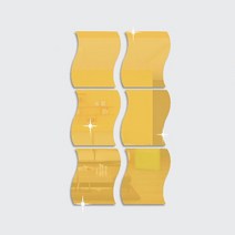 인테리어 디자인 전신거울 북유럽 빈티지 감성 거울 6pcs 3d 벽 스티커 파도 모양 자체 접착 홈 두께 욕실 주방 거실 홈 장식 액세서리, 금