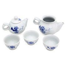 백자 청화 3인 다기세트