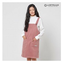 포켓자수 큐티 코듀로이 멜빵원피스