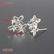 16x14MM 24K 골드 컬러 또는 실버 황동 꽃 스터드 귀걸이 핀 쥬얼리 만들기 용품 Diy 결과 액세서리 10 개