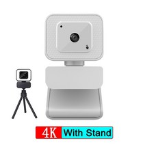 노트북 캠 2021 새로운 풀 hd 웹 4k 2k 웹 카메라 자동 초점 채우기 라이트 pc 컴퓨터 카메라 웹 1080p youtube 비디오 카메라, 4k 화이트