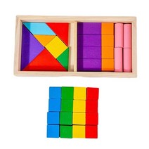 QDY 나무 패턴 블록 기하학적 블록 아이들을 위한 퍼즐, 20cmx2cmx10cm, 목재, 다색
