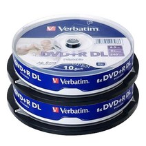 버바팀 DVD R DL 프린터블 10P CAKE x 2개 8배속 8.5GB 20장 더블레이어, 버바팀 DVD R DL 프린터블 10P x2개