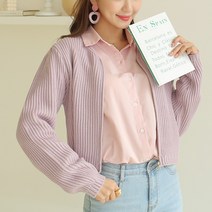 마이너스2인치 여성 4컬러 브이넥 집업 크롭 니트가디건 자켓