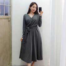 이힝 여리여리 루즈핏 긴팔 롱 랩원피스