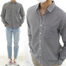 남자 체크 남방 린넨 캐주얼 여름 기본 셔츠