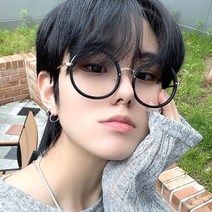 동글이 블랙 골드 콤비 메탈 뿔테 UV 차단 안경테