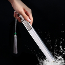 철선 부채 접이식 티타늄 연극 공연 고급 디자인 무용, 9인치 실버 올 알루미늄 유란도, 1개