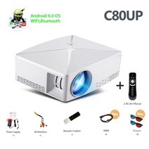 빔프로젝터 프로젝트 스크린 미니빔 포켓빔 초간편 real tv c80c80up led, 협력사, c80up-white-fs