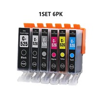 ASW-잉크 카트리지 3 세트 PGI525 PGI 525 CLI 526 캐논 Pixma iP4850 ix6550 MG5150 MG5250 MG6150 MG8150 MX885, 1 건, 1set 6PK