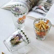 신나라-닷컴_야생화 유리컵 음료 가정용 물컵 선물용 꽃무늬 유리물 디자인 주스_ tlsskfk, 신나라_닷컴-옵션_소 언더락