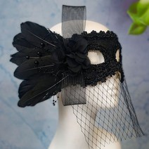 가장 무도회 깃털 레이스 마스크 공주 가면 여성 파티 패션 할로윈 크리스마스, 블랙