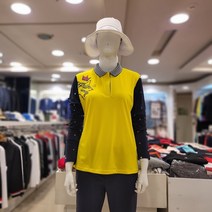 팜스프링스 50% OFF 신상품 여성 카라 줄무늬 소매 별 모양 골프 티셔츠