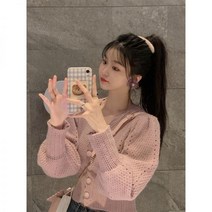 여성 노르딕 크로셰 니트 뜨개 카디건 코바늘 가디건