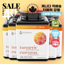 캐나다 유씨어리 터메릭 강황 엑스트라 스트렝스 500mg 120정 식물성 캡슐 5+1 관절염증 완화 Youtheory Turmeric Extra Strength, 500mg x 120정 - 3병