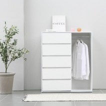 닐리 1000 행거 5단 서랍장, 오크&화이트