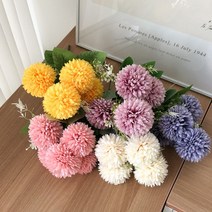 납골당 꾸미기 납골묘 조의 퐁퐁 국화 플라워 - 조화 꽃 무지개 폼폼이 산소 카페인테리어 집들이선물, 핑크