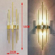 포스트 모던 벽 조명기구 럭셔리 크리스탈 벽 램프 장식 거실 침실 침대 옆 tv 배경 보루 벽 램프, D 골드 20x58cm