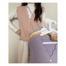 협력브랜드 브이넥 펀칭 레이스 셔링 니트 조끼 캐주얼 베스트