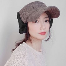 국내제작 쫀쫀 고급 니트 털귀마개 니트귀도리 캡모자 여성 겨울 골프모자 골프썬캡, 블랙
