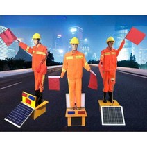 교통 더미 신호수 안전 유도 로봇 건설 현장 고속도로, 듀얼 배터리 상하 깃발 흔들기 로봇