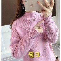 로미홀리 mm061 터틀넥 아가일 니트 여성 데일리룩 겨울 루즈핏 가을 봄