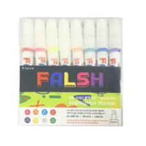 투코비 falsh 형광 화이트 블랙 윈도우마카펜 8색 세트, 8개