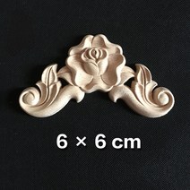 셀프 인테리어 걸레받이 액자 몰딩 나무 아플리케 목각 장미 꽃 조각 코너 공예 도색되지 않은 DIY 액세서리 문 장식품 장식, 12 6cmX6cm