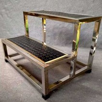 철제계단 안전 사다리 간이 알루미늄 논슬립 발판, 블랙 와이드 2단 45x80x40cm