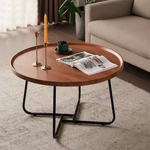 마드레하우스 원형 좌탁 테이블 좌식 거실테이블 50cm 지름 티테이블, 브라운 (50cm 지름)