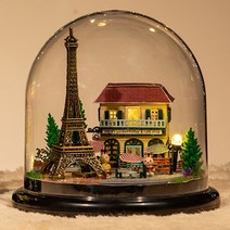 DIY 키트 원형 돔하우스 미니어쳐하우스 놀이동산 에펠탑 인어공주 웨딩드레스 취미박스 종이접기 [풀패키지 오르골포함], 03-에펠탑