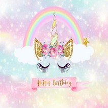 셀프 사진 촬영 포토 호환 유니콘 배경 소녀 생일 파티 장식 무지개 꽃 공주 베이비 샤워 배너, Vinyl---90x60cm+8
