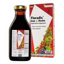 Floradix Iron & Herbs 채식주의자 액체 보충제 여성 및 남성용 에너지 지원 쉬운 흡수 GMO 프리 채식주의자 코셔 락토스 무향 8.5, 8.5 Fl Oz (Pack of 1), Box