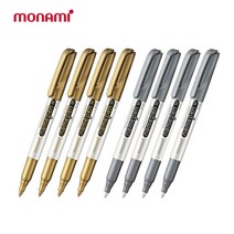 모나미 굵은글씨용 네임펜 M 금색 은색 세트, 4세트, 금색+은색