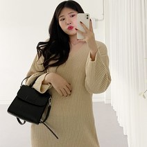 [데일리템] 빅사이즈여성 브이니트원피스[442] 기장긴 박스 루즈핏 통통녀 플러스사이즈