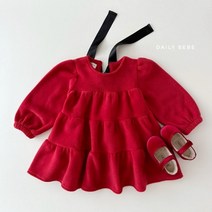 원숭이스토어 크리스마스 여아 데일리베베 리본캉캉원피스