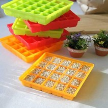 열탕소독 얼음 틀 커피큐브 실리콘 트레이 아이스메이커 다진마늘냉동보관, 오렌지/안쪽 정사각