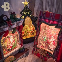 [본디자인랩] 크리스마스 LED 오르골 워터볼 캐롤 산타 선물 31종, 02_프렌치 육각-눈사람 랜턴 (20116B)