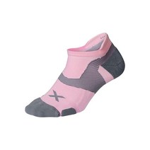 2XU Vectr 쿠션 노쇼 양말은 고급 족저근막과 아치 지지력을 제공합니다, Dusty Pink/Grey